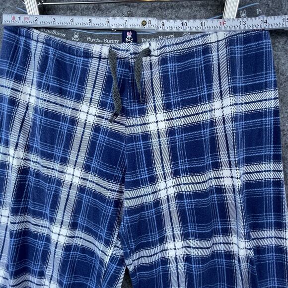 Psycho Bunny Lounge Pants Mens Small Blue Flannel Pajama Sleepwear Stretch - Picture 4 of 7